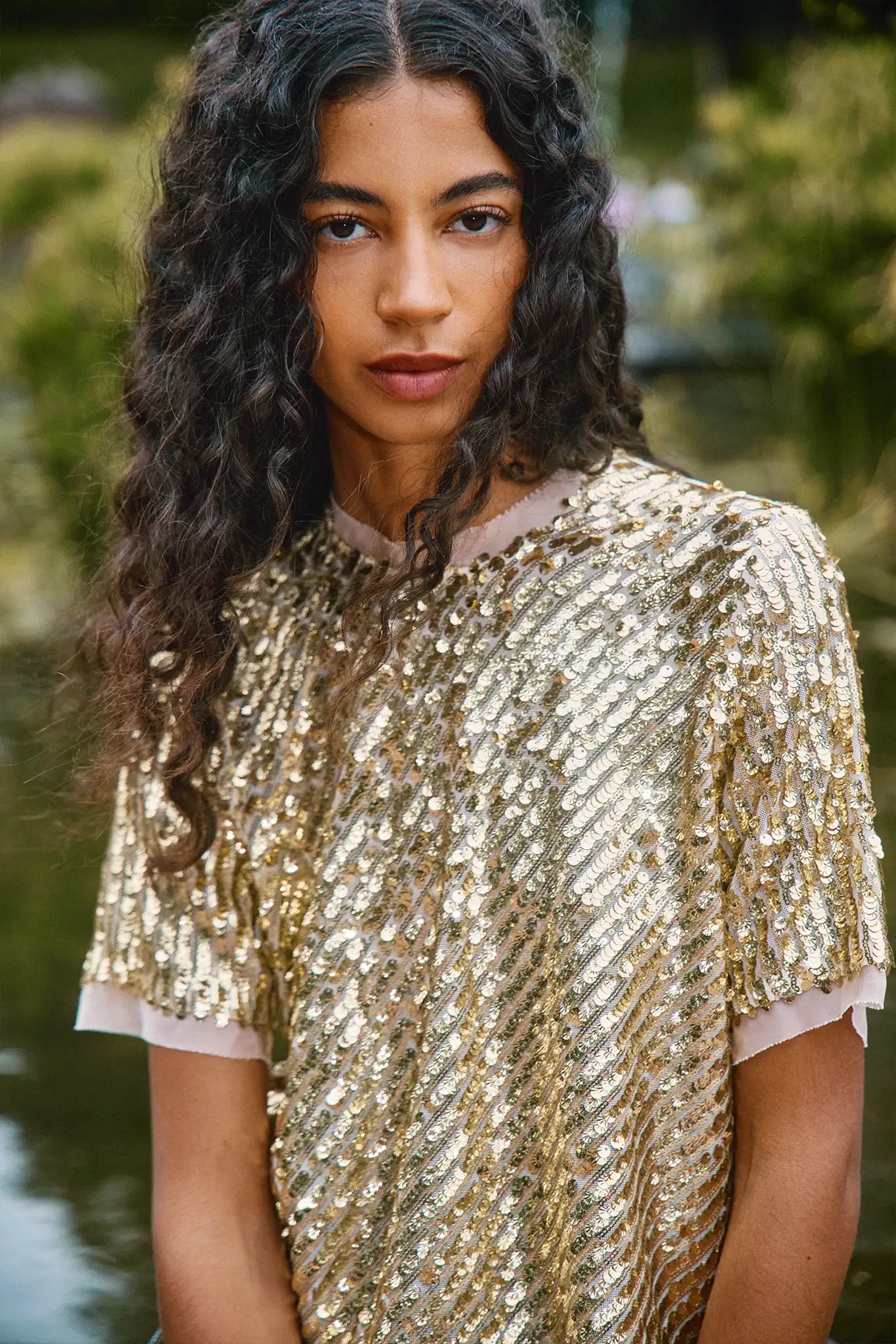 Pixie Top in Gold Sequin