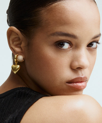 The Puffy Heart Gold Earrings