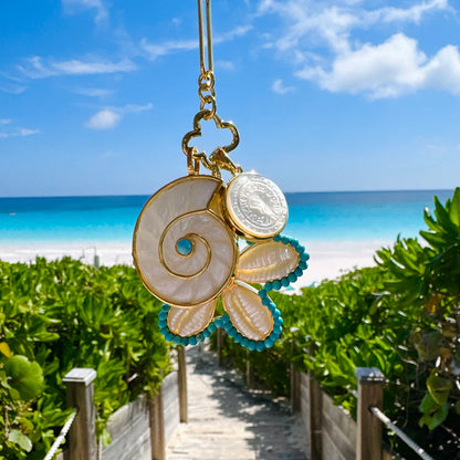 Puka Shell Pendant in Turquoise