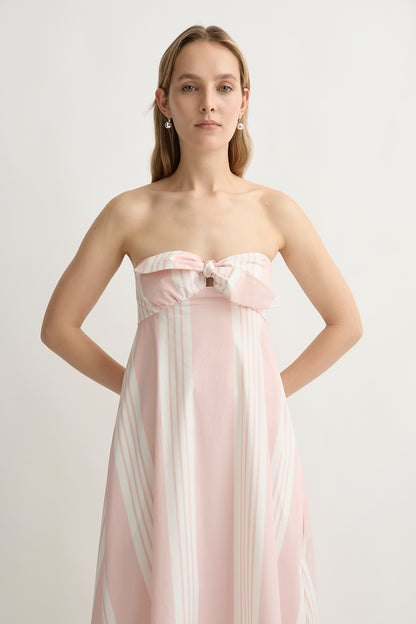 Rosie Strapless Dress in Pink Stripe