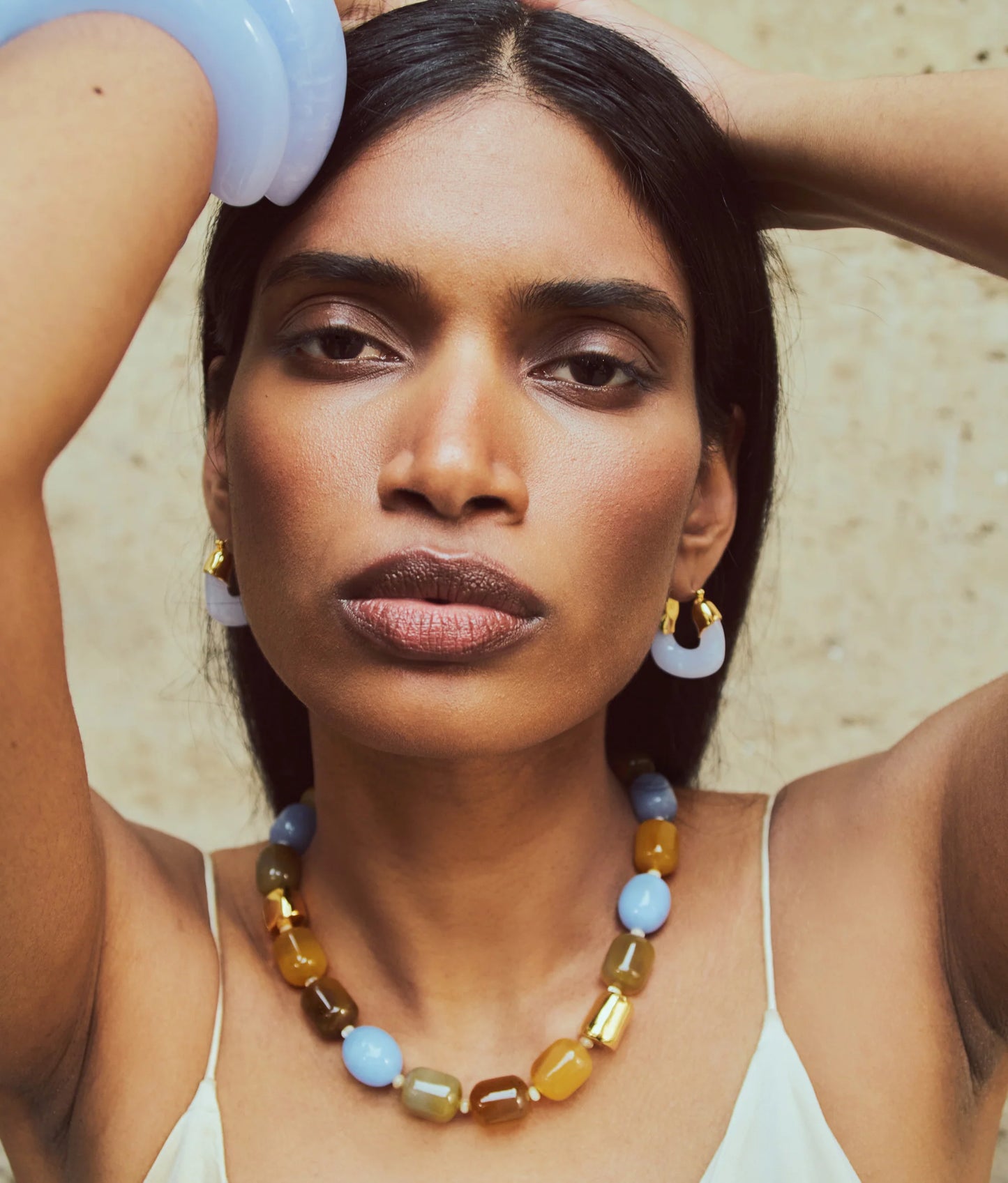 Arc Cuff in Marbled Blue Lace