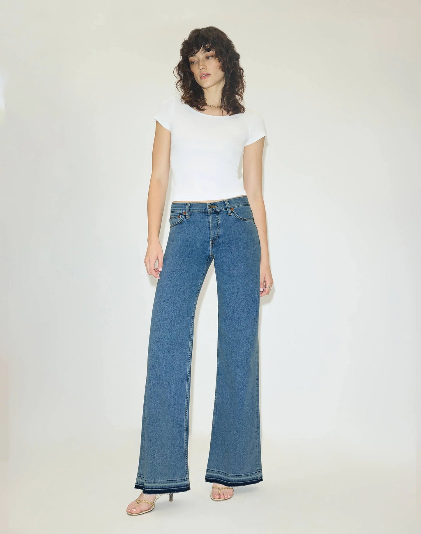 Comfort Stretch Mid Rise Wide Leg in Azulito