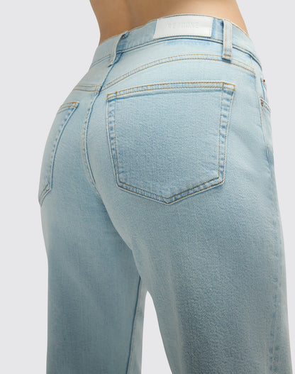 Comfort Stretch Mid Rise Wide Leg Crop in Ola Indigo