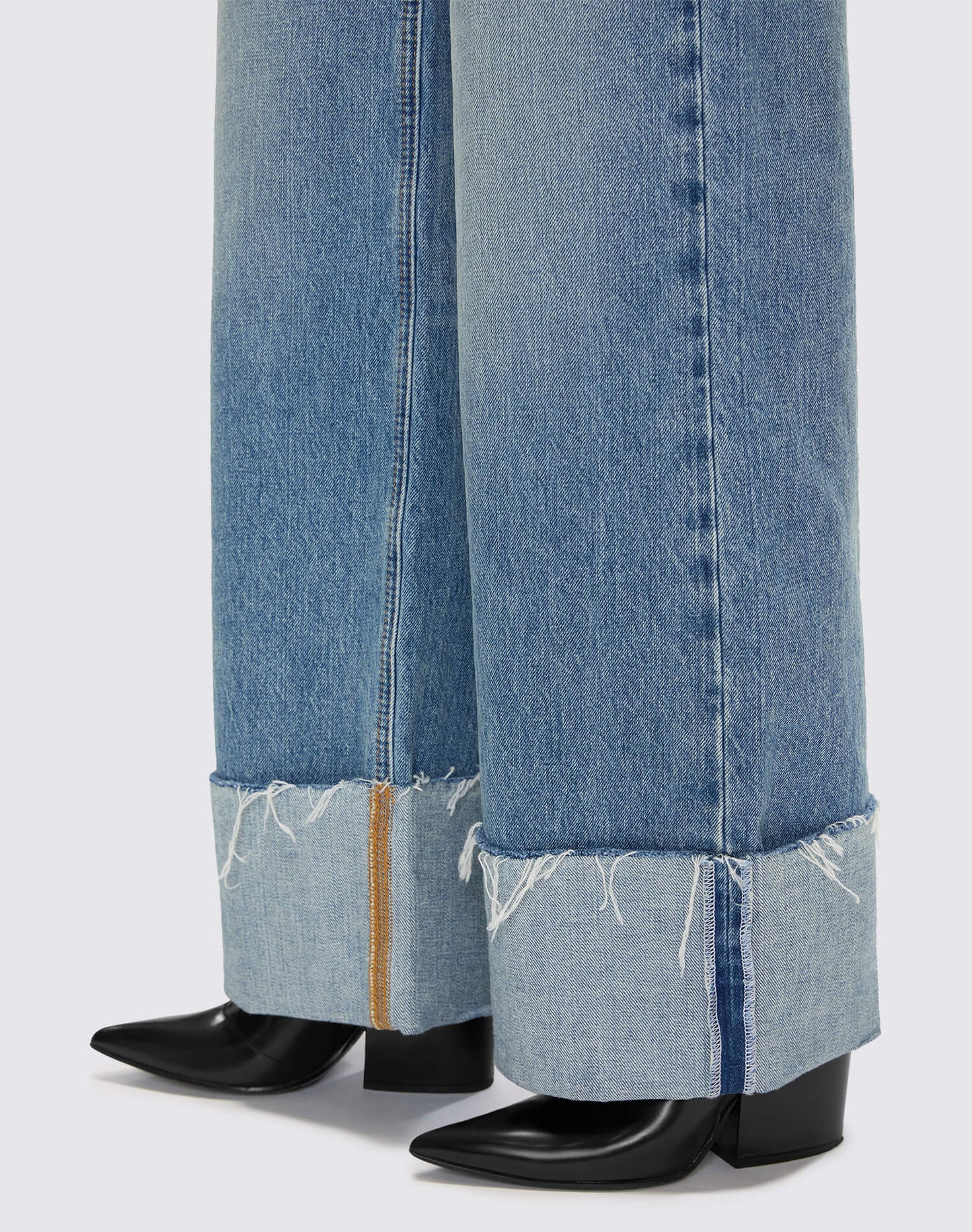 High Rise Wide Leg Cuff in Vintage Biker Blue