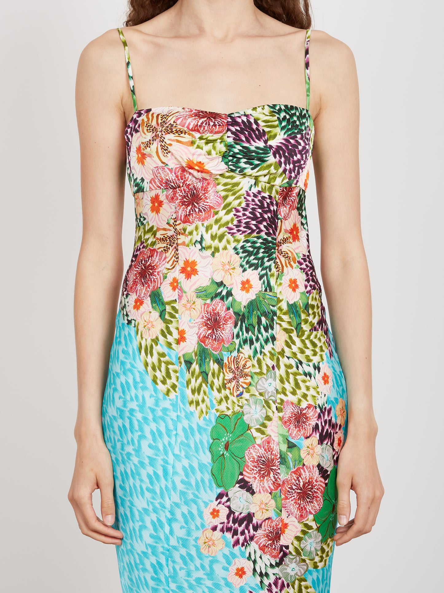 Renee Long Dress in Plumeria Trellace
