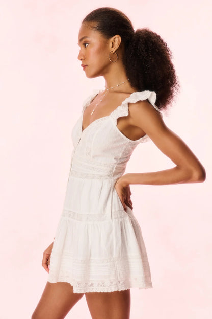 Rietta Cotton Lace-Trimmed Mini Dress
