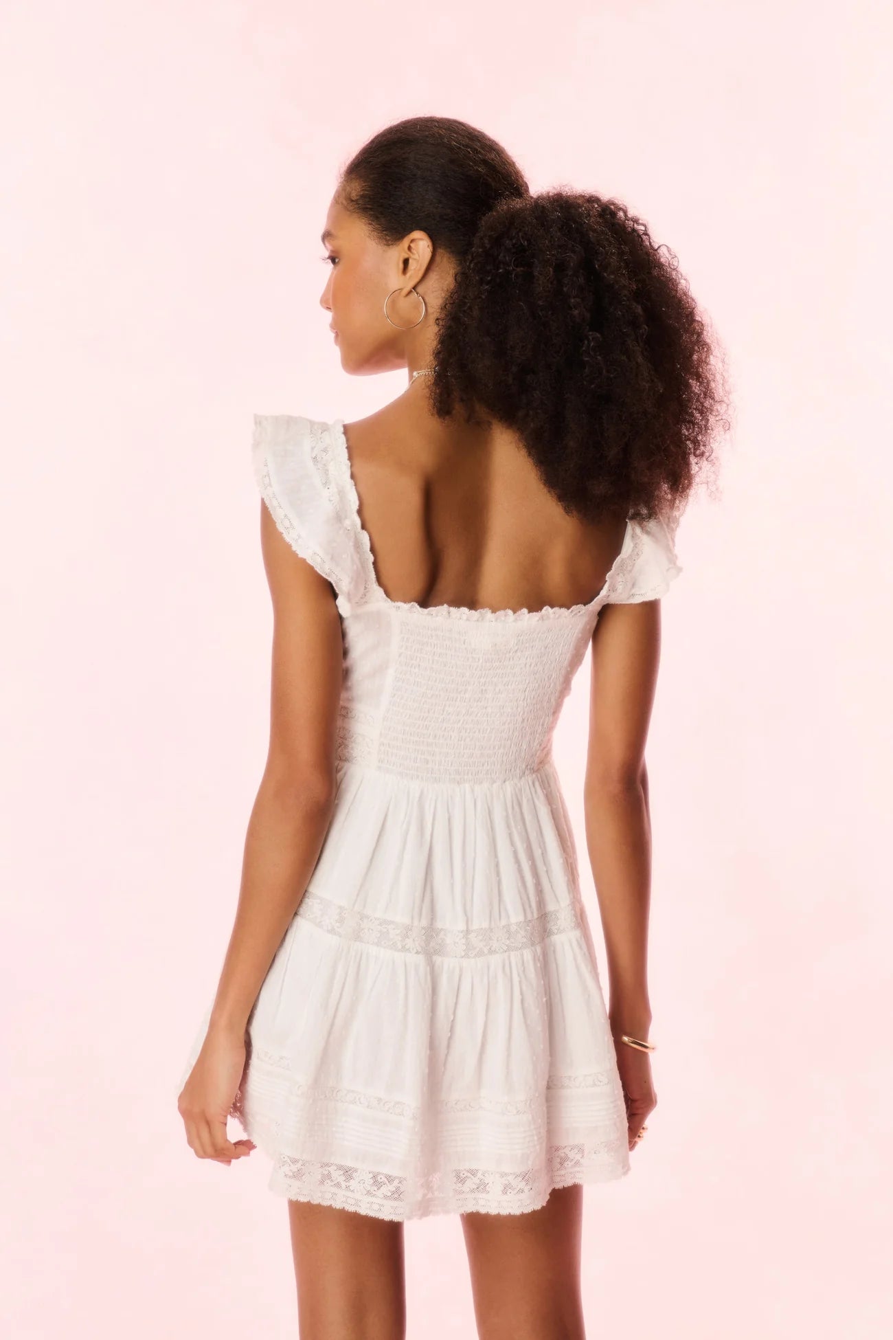 Rietta Cotton Lace-Trimmed Mini Dress