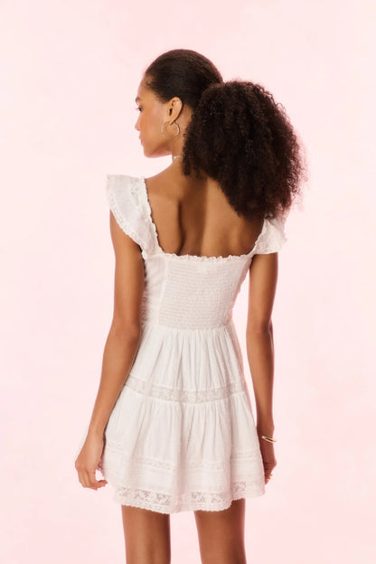 Rietta Cotton Lace-Trimmed Mini Dress