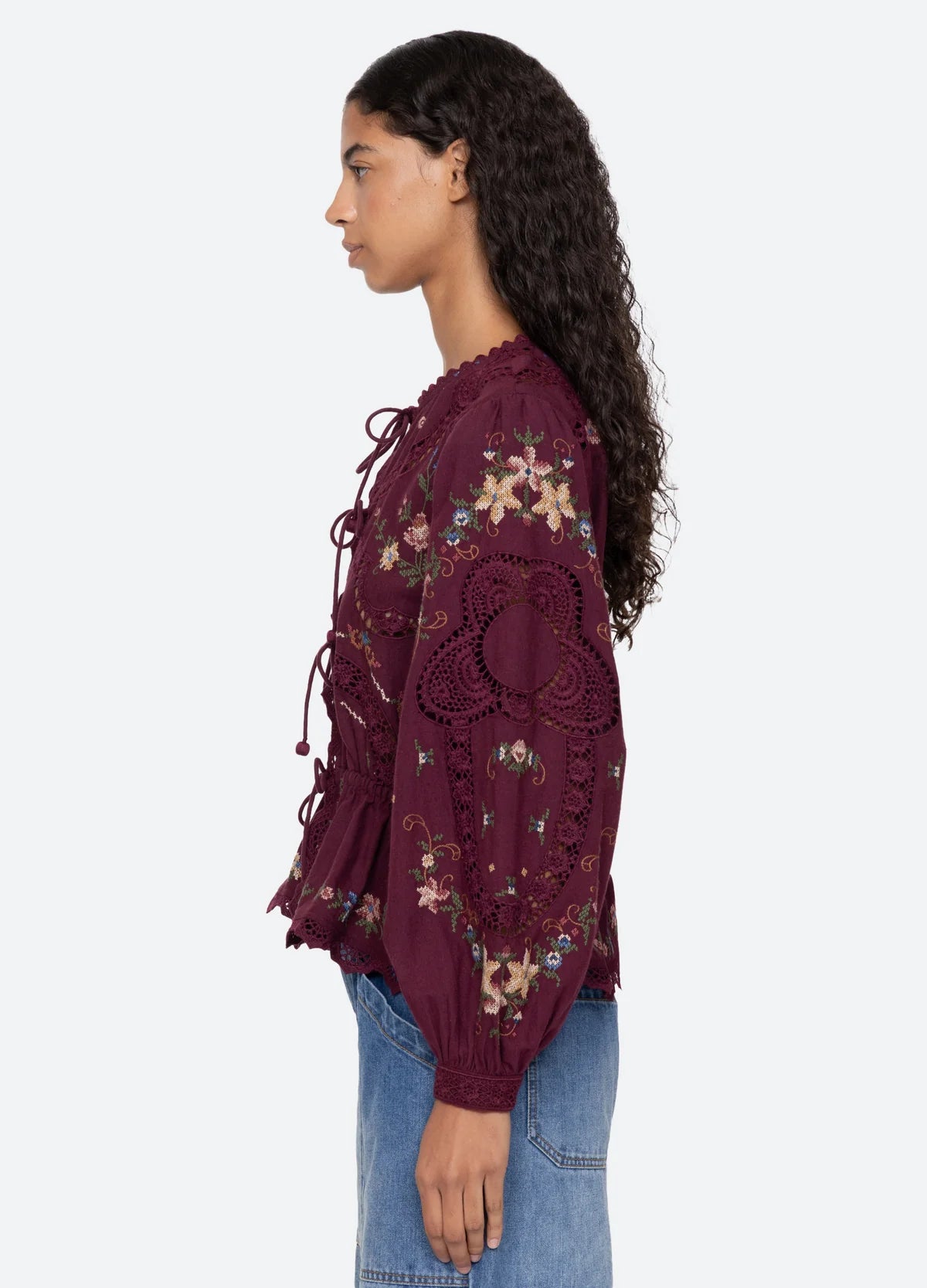 Edwina L/S Top in Burgundy