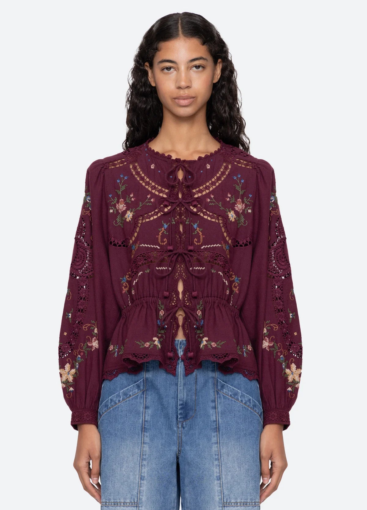Edwina L/S Top in Burgundy