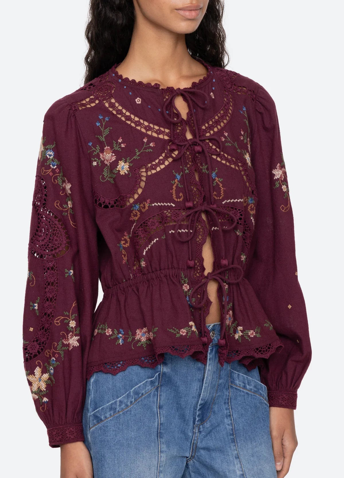 Edwina L/S Top in Burgundy