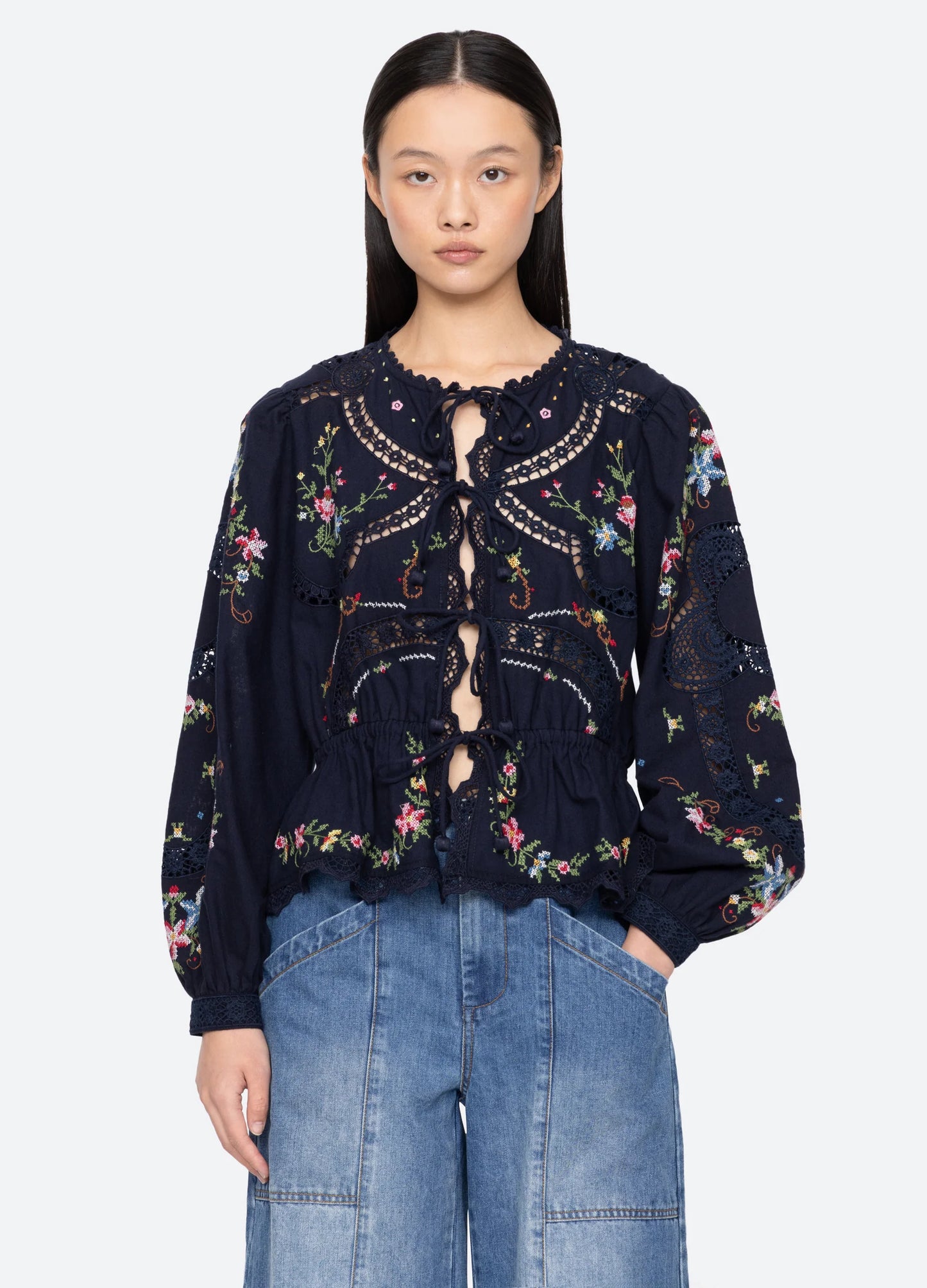 Edwina L/S Top in Navy