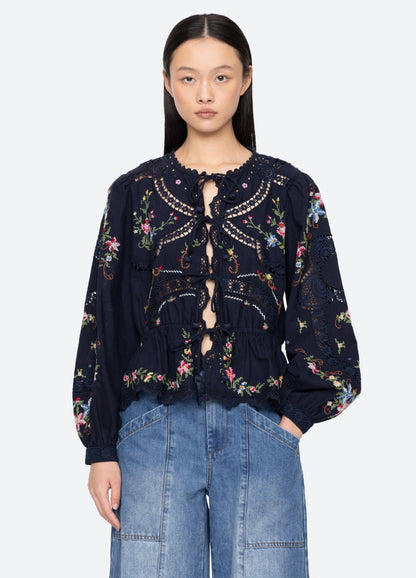 Edwina L/S Top in Navy