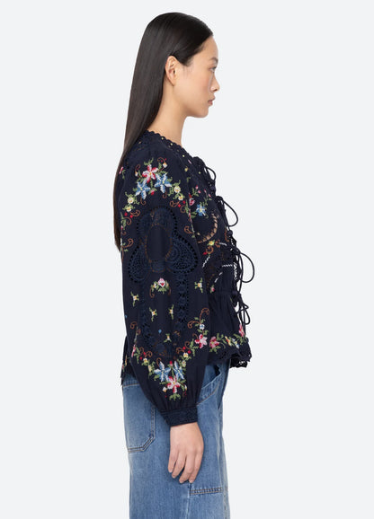 Edwina L/S Top in Navy