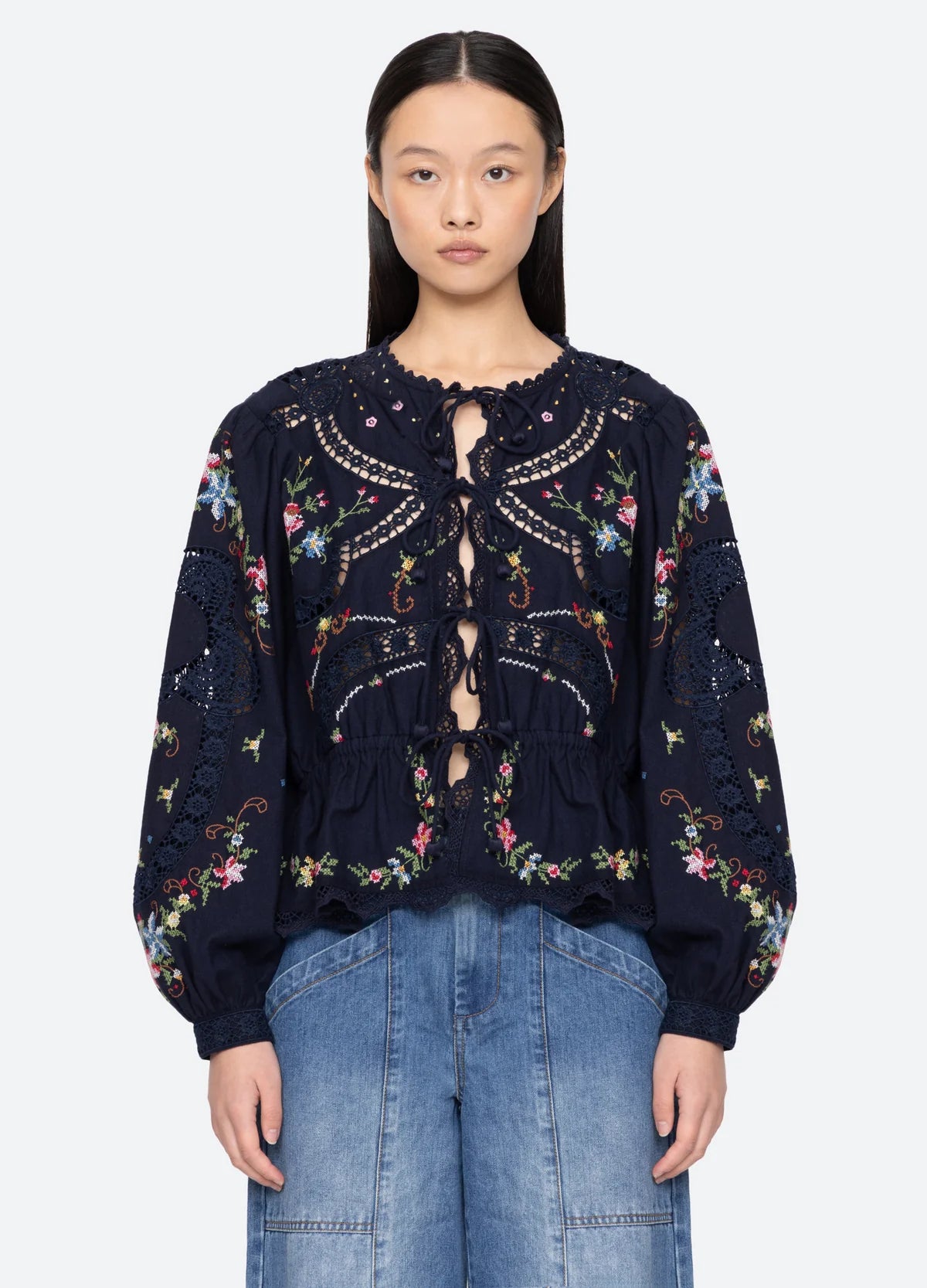 Edwina L/S Top in Navy