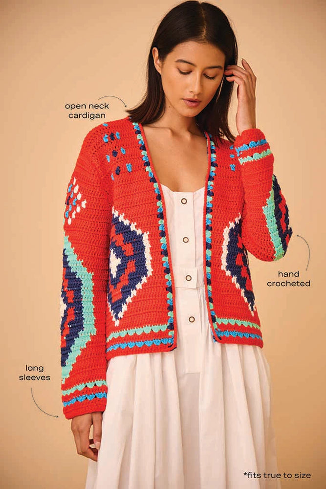 Callen Cardigan in Red Multi