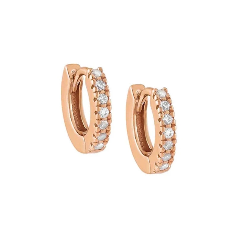 CZ Mini Huggie Earrings in Rose Gold