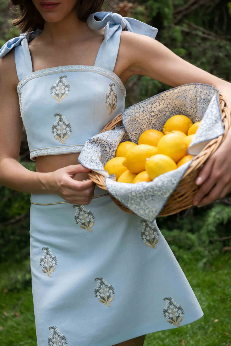 Sarv Mini Skirt in Blue & White