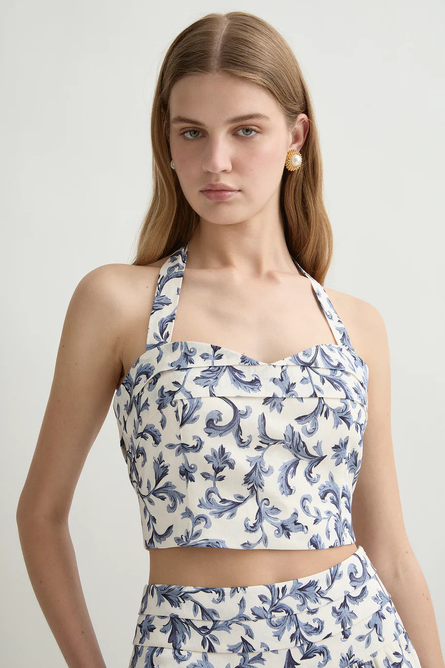 Rue Halter Top in Blue Baroque