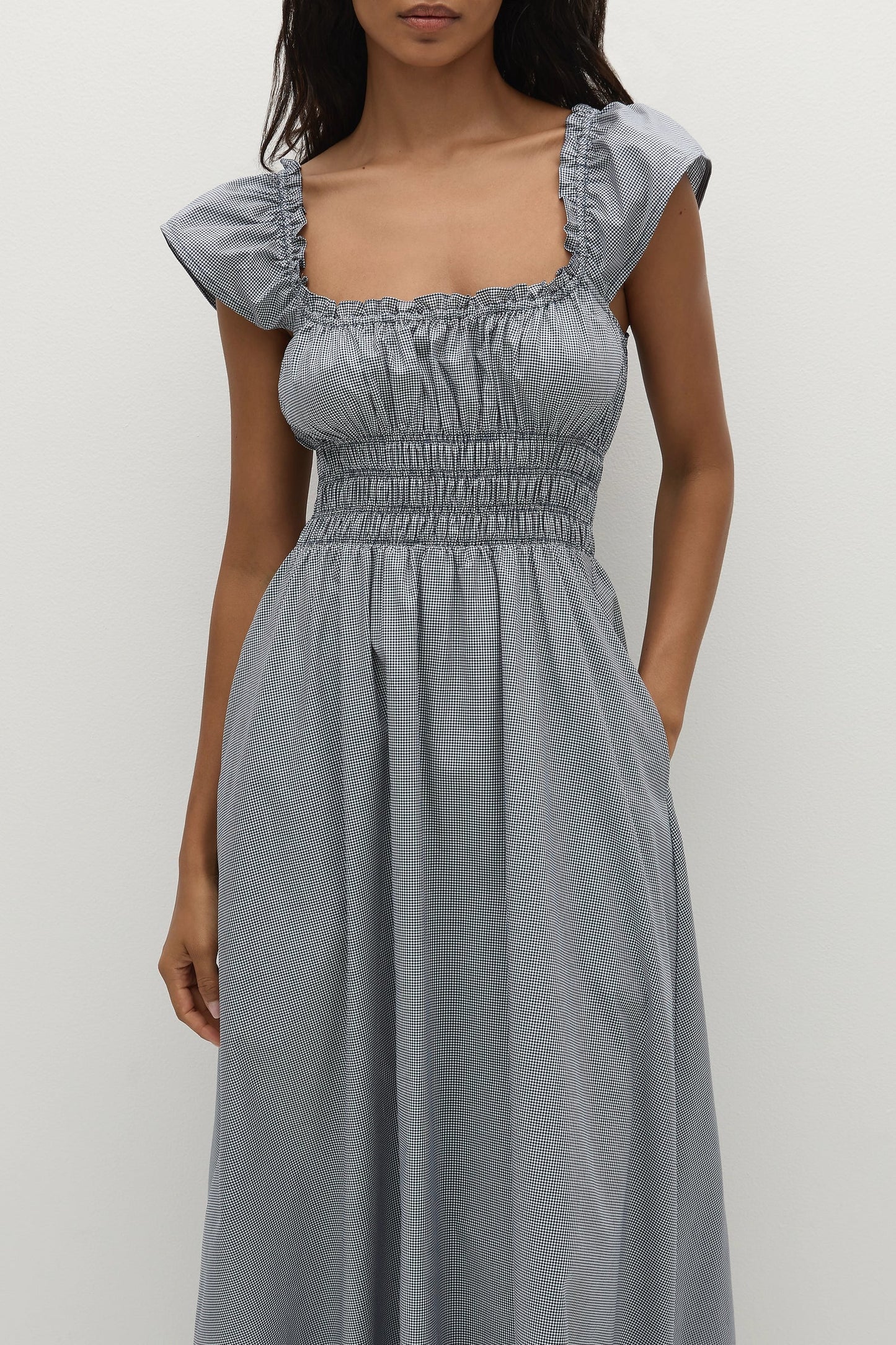 Janne Midi Dress Hanne Gingham Vintage Navy