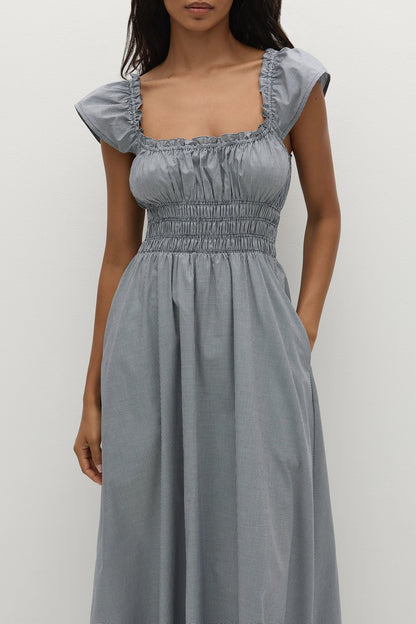 Janne Midi Dress Hanne Gingham Vintage Navy