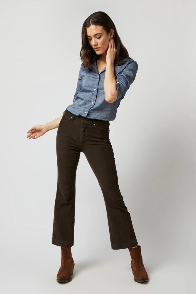 Kendall Flare 5-Pocket Pant Chocolate Stretch Cord