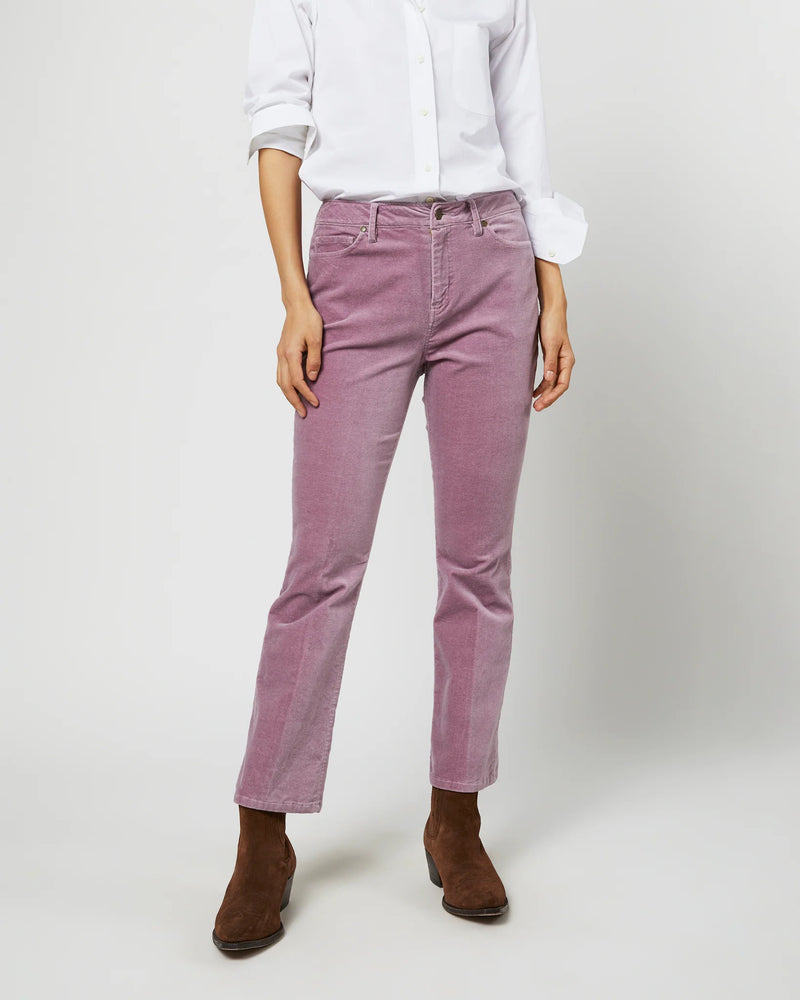Flare Cropped 5-Pocket Jean in Lavender Velveteen