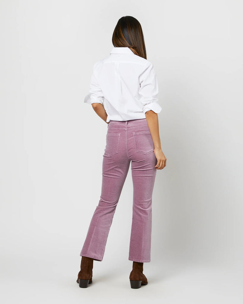 Flare Cropped 5-Pocket Jean in Lavender Velveteen