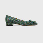 Buckle Shoe in Green and Pink Tweed