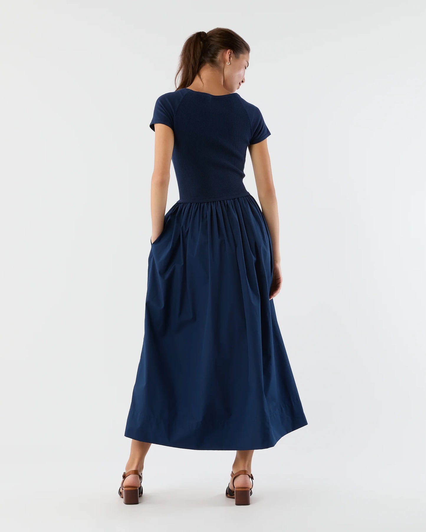 Cosette Dress in Bright Navy Cotton/Silk