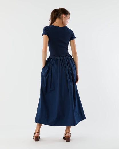 Cosette Dress in Bright Navy Cotton/Silk
