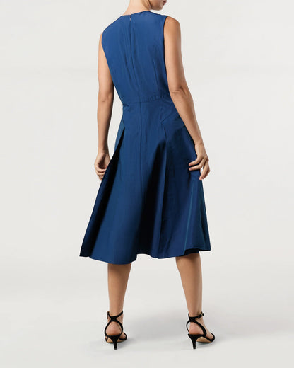 Arielle Dress in Petrol Nylon Faille