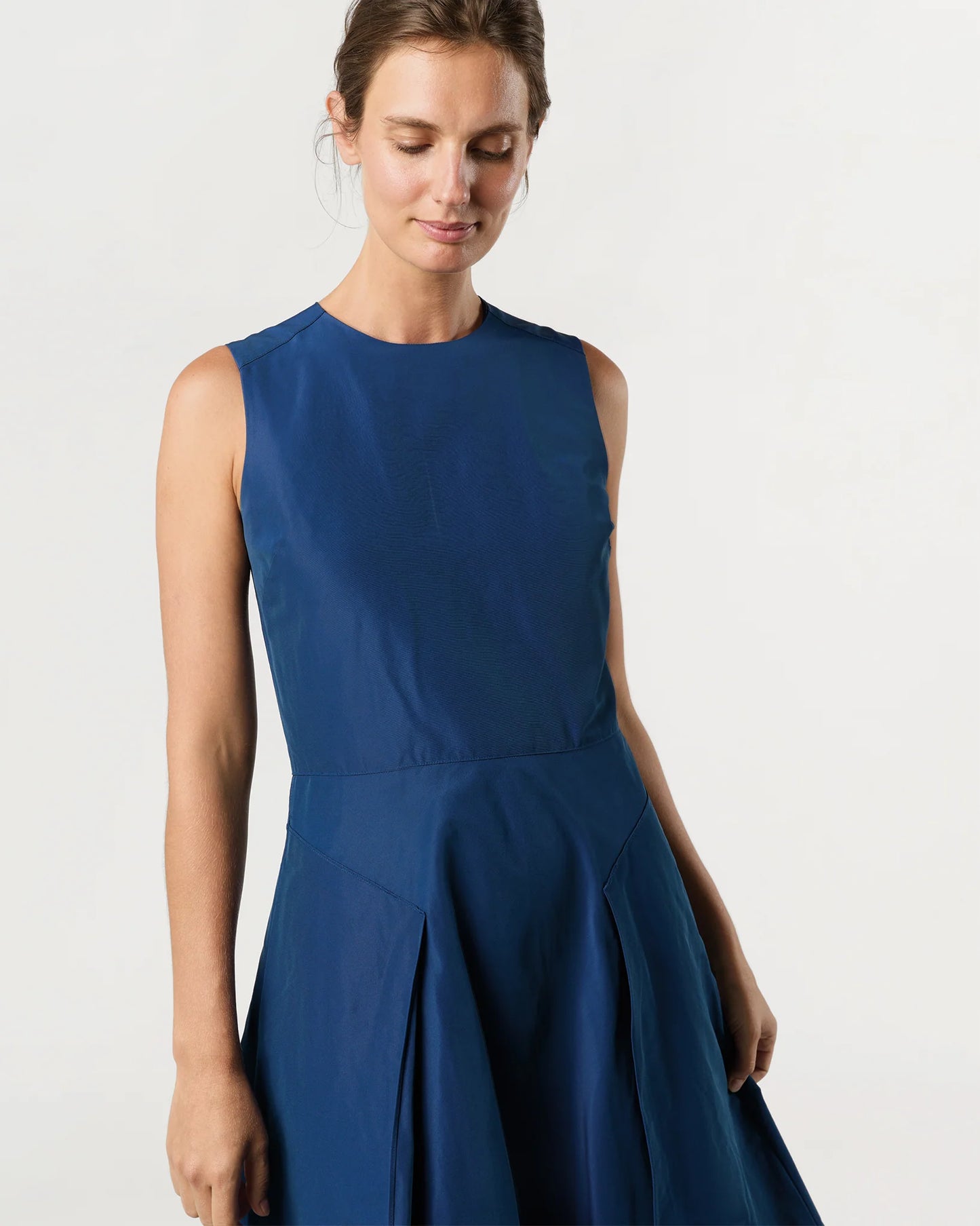 Arielle Dress in Petrol Nylon Faille