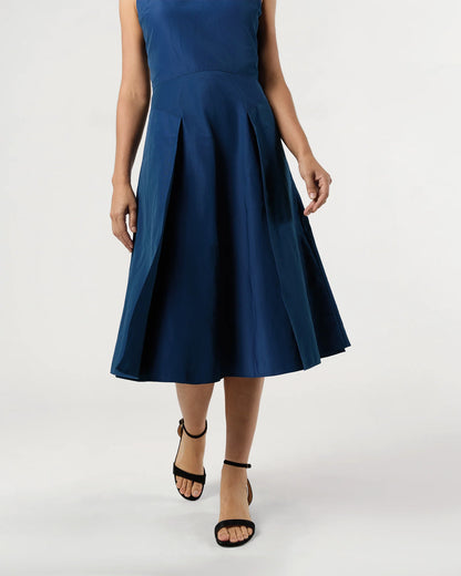 Arielle Dress in Petrol Nylon Faille