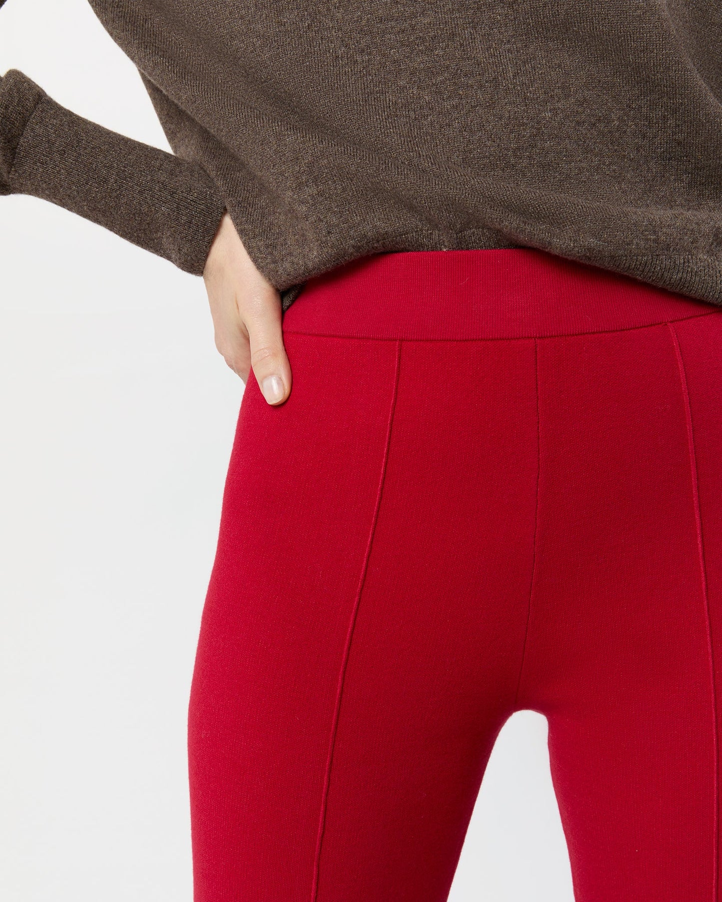 Lara Knit Flare Cropped Pant in Red Supima Cotton