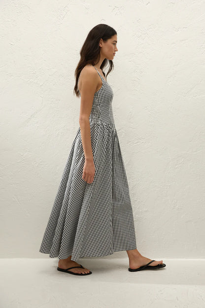Chiara Midi Dress Black Textured Gingham