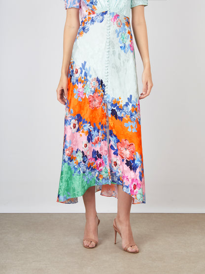 Lea Long Dress in Papaver Cascade