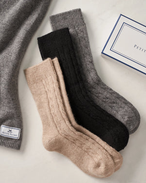 Cashmere Socks in Beige