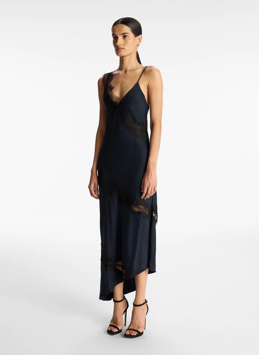 Soleil Lace Midi Dress in Sapphire/Black – Bunny and Babe Winnetka