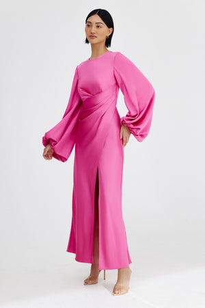 Lara Long Sleeve Dress in Pop Pink