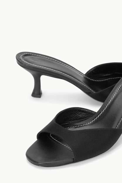 Brigitte Mule in Black Satin