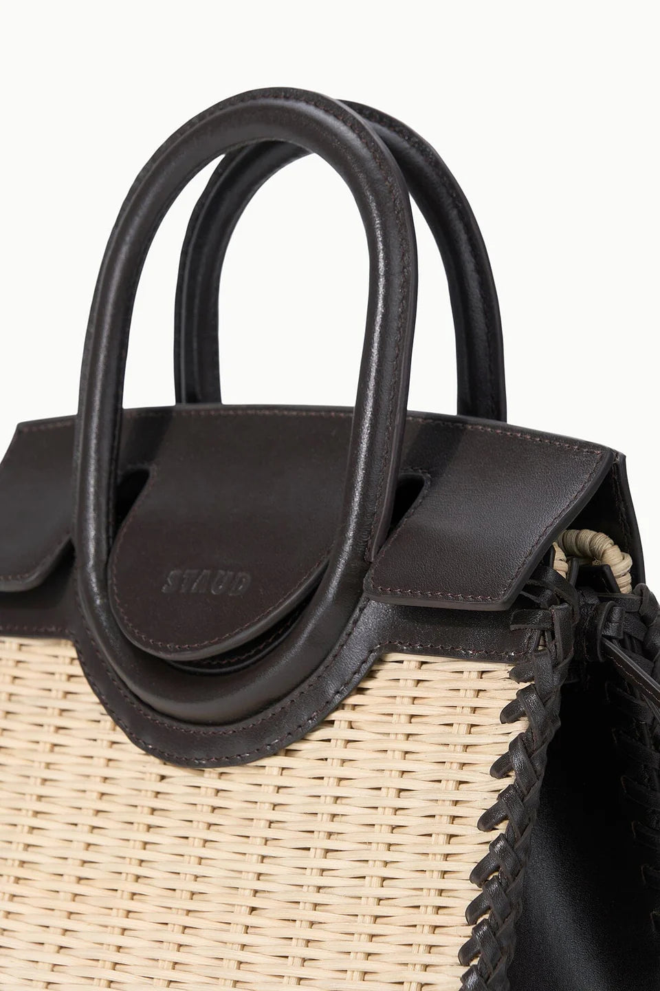 Maude Mini Wicker Carryall in Natural Espresso