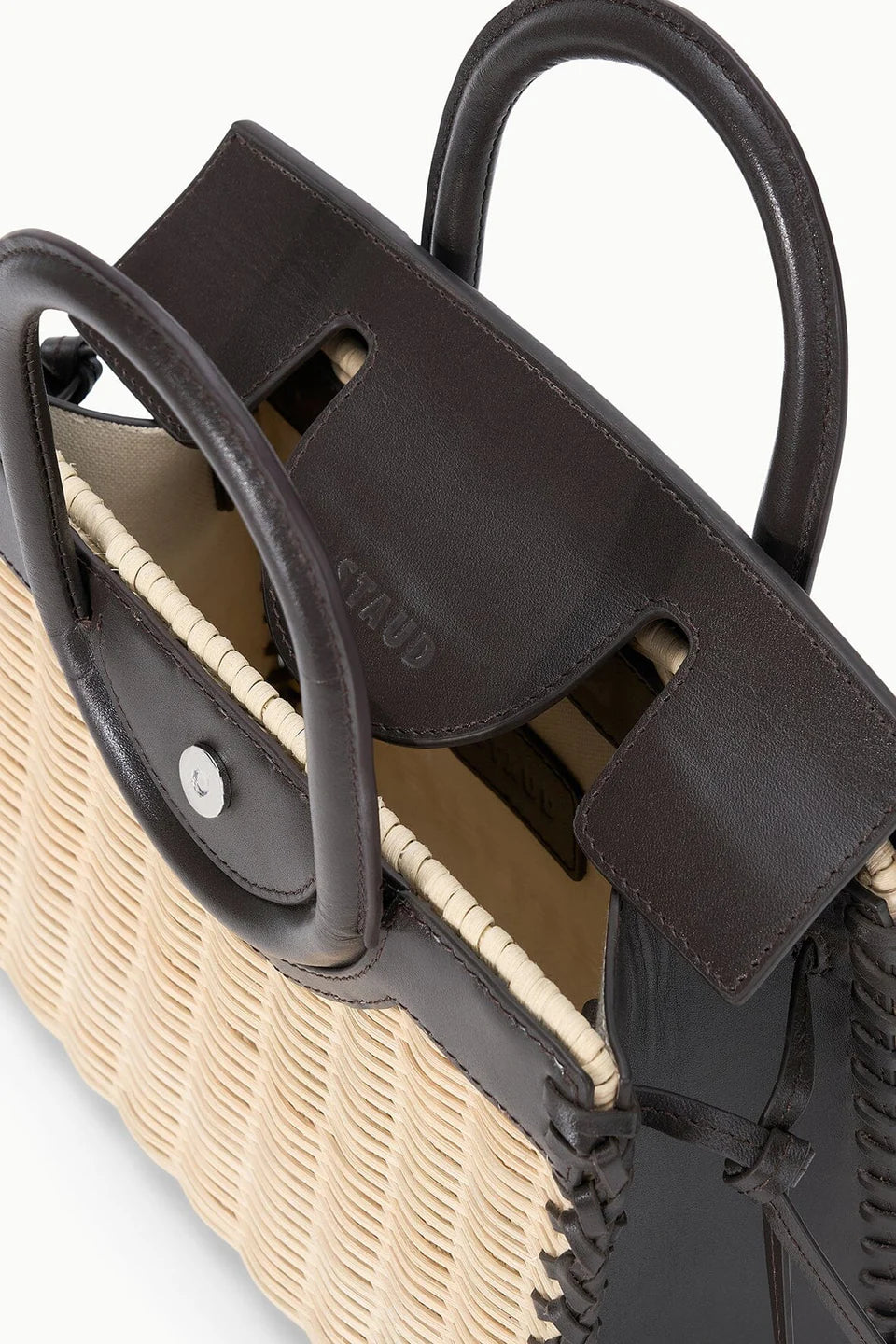 Maude Mini Wicker Carryall in Natural Espresso