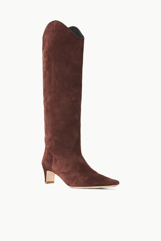 Western Wally Boot in Mahogany Suede