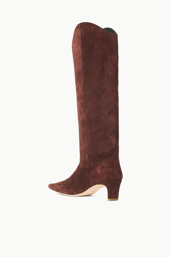 Western Wally Boot in Mahogany Suede