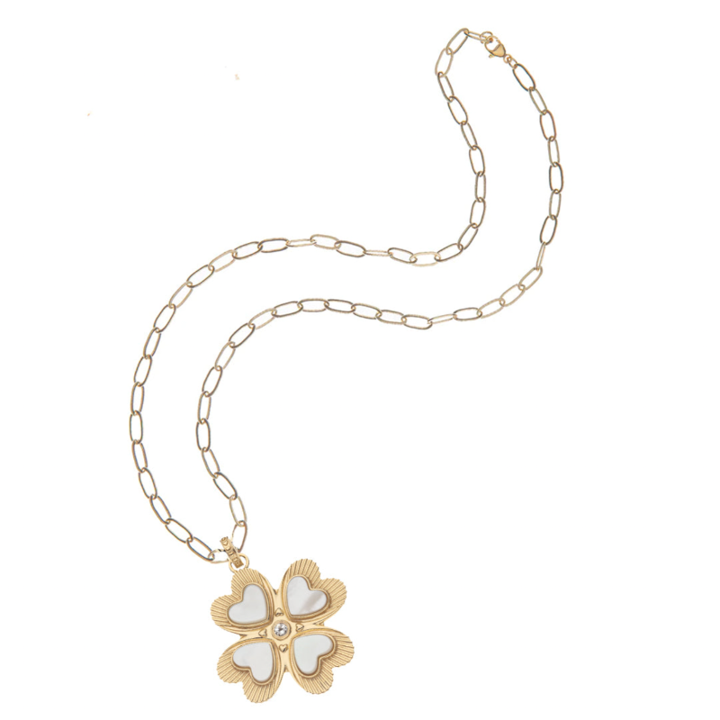 
            
                Load image into Gallery viewer, Lucky in Love Clover Pendant with Mother of Pearl
            
        