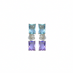 Mini Paris Blue & Lilac Mother of Pearl Flower Linear Earring