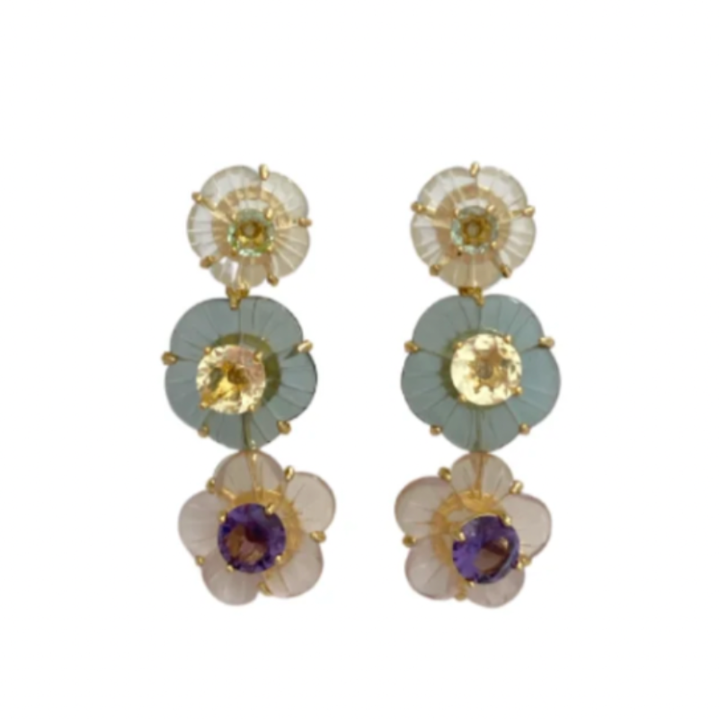 Mini Chinoiserie Blossom Drop Earrings