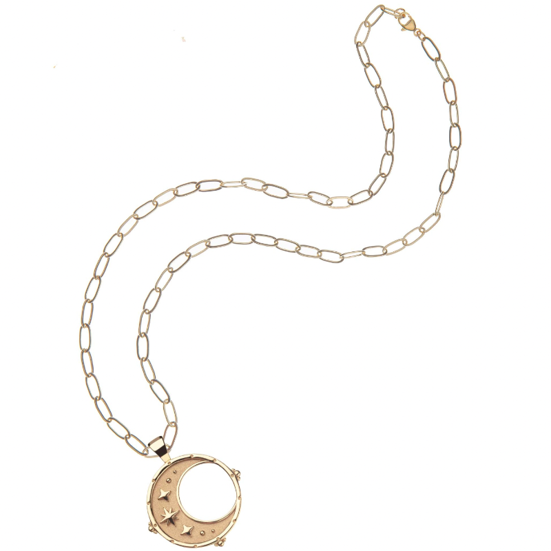 FOREVER Moon and Back Pendant Coin Necklace