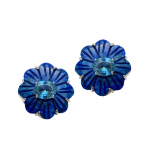 
            
                Load image into Gallery viewer, Lapis Flower Stud
            
        